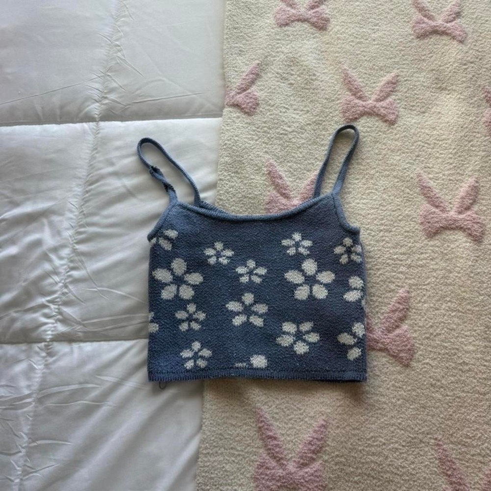 blue floral tank top